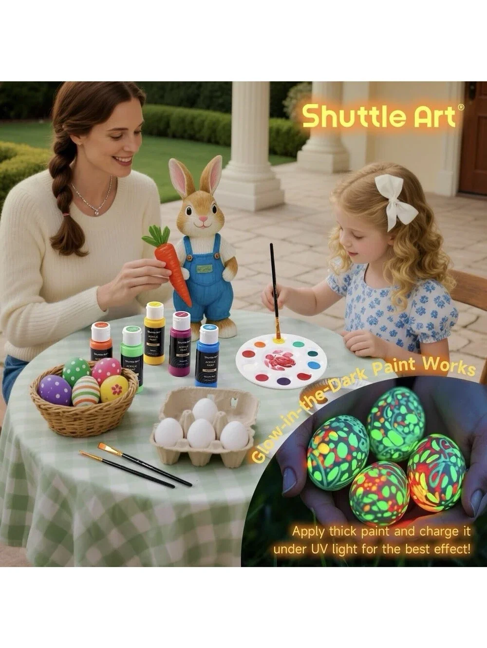 Acrylic Paint Set 36 Colors with Brushes & Palette 2oz Bottles Non-Toxic NWB